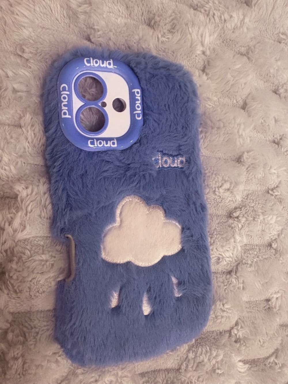 Fuzzy blue w/clouds Iphone 16Plus case